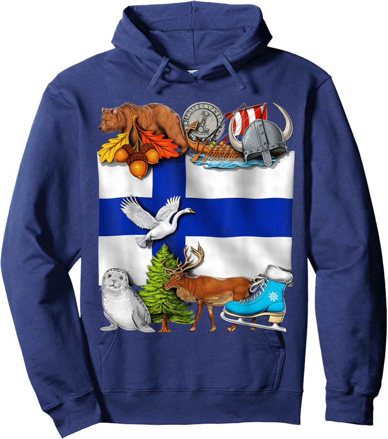 Finland Flag Finnish Roots Finnish Heritage Proud Finnish Hoodie - Hoodie | Navy