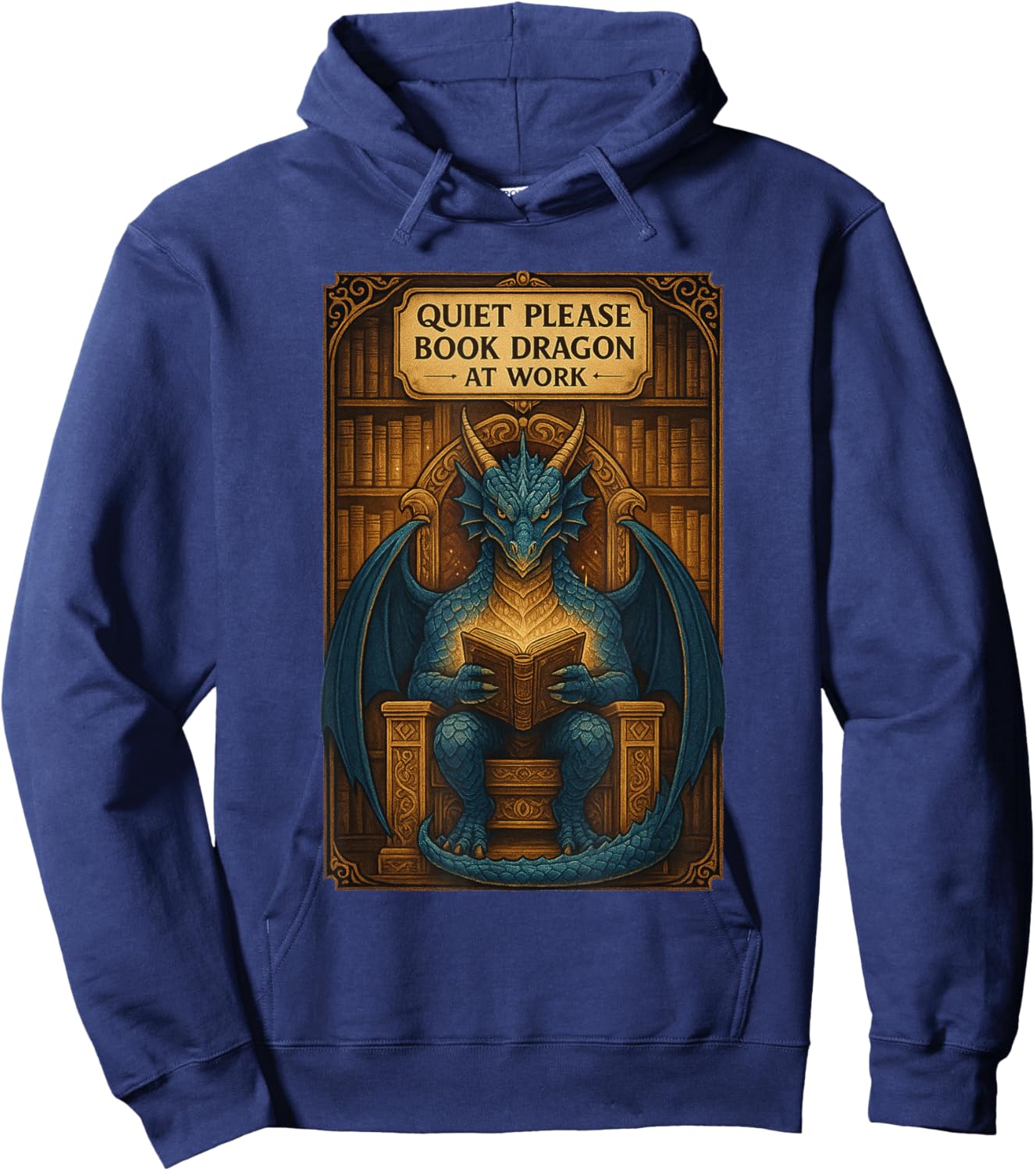 Book Dragon Reading Books Men Women Kids Book Lover Hoodie - Hoodie | Navy