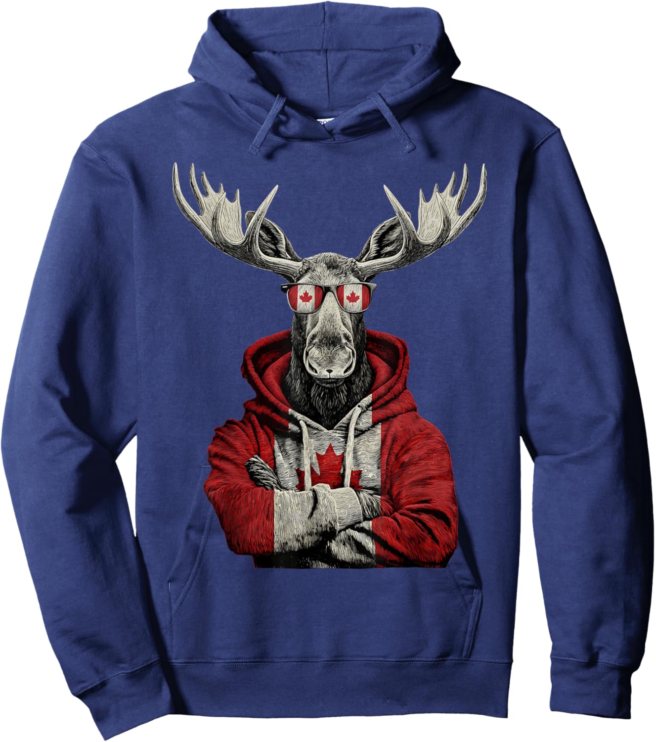 Canada Moose Canadian Pride Canada Maple Leaf Canada Flag Hoodie - Hoodie | Navy
