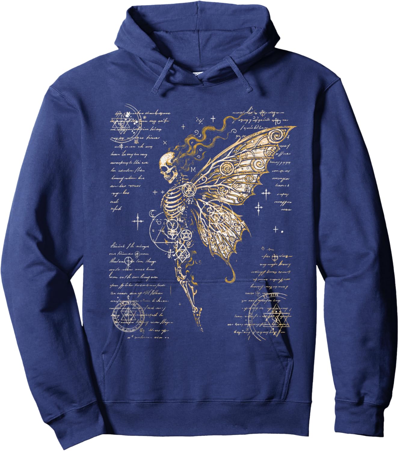 Skeleton Fairy Moth Occult Symbols Dark Gothic Art Hoodie - Hoodie | Navy