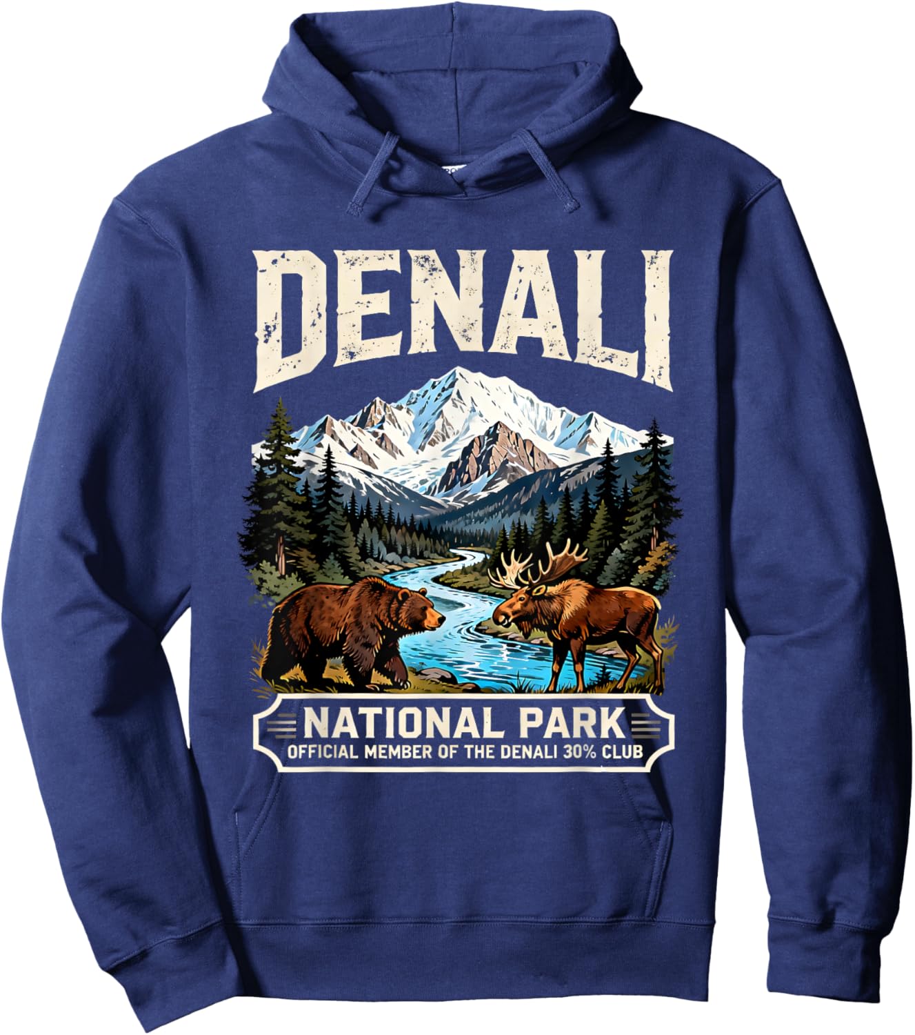 Denali National Park Bear Moose Wildlife Quote Hoodie - Hoodie | Navy