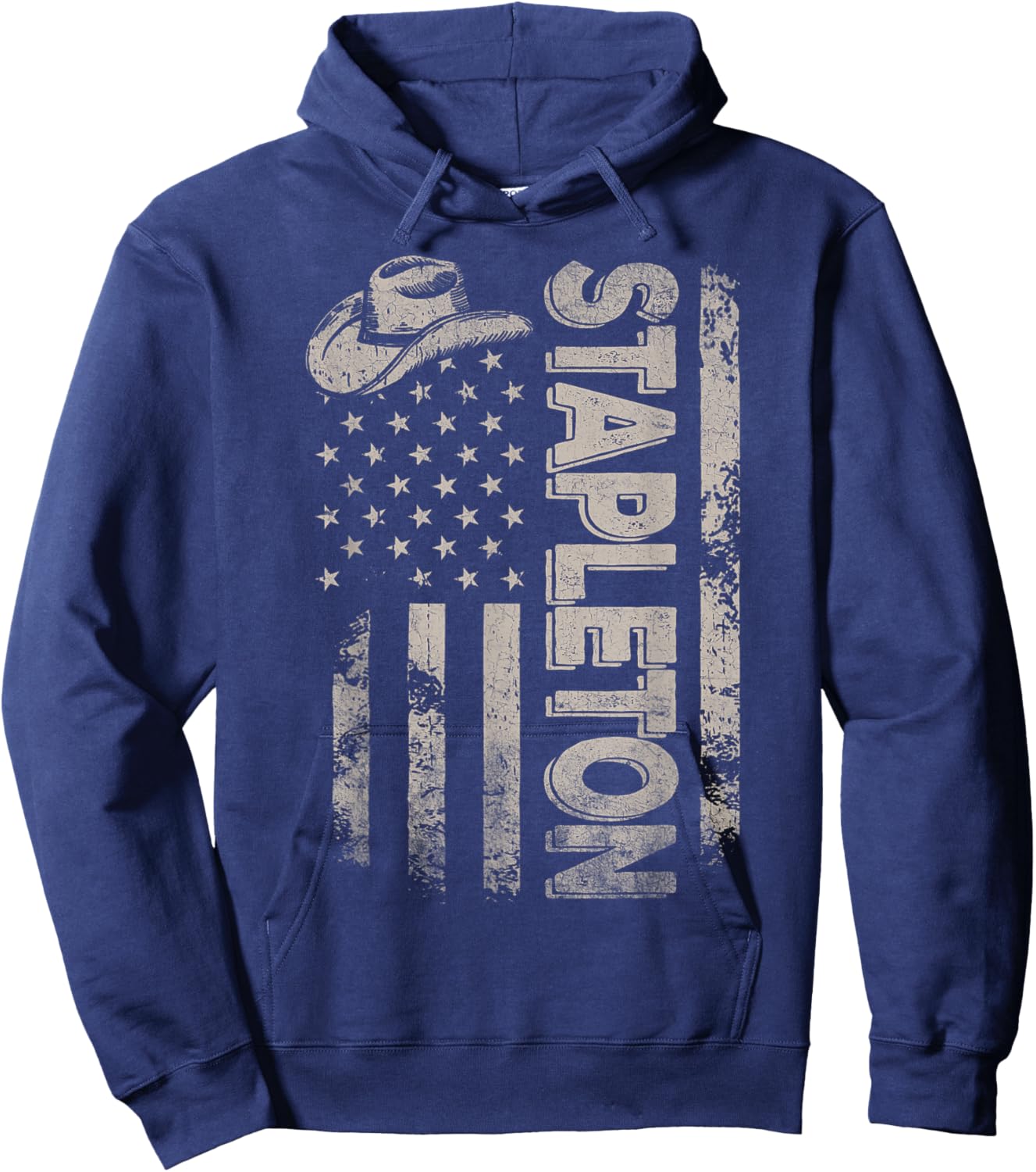 Distressed Stapleton Name Personalized 80s 90s Vintage Hoodie - Hoodie | Navy
