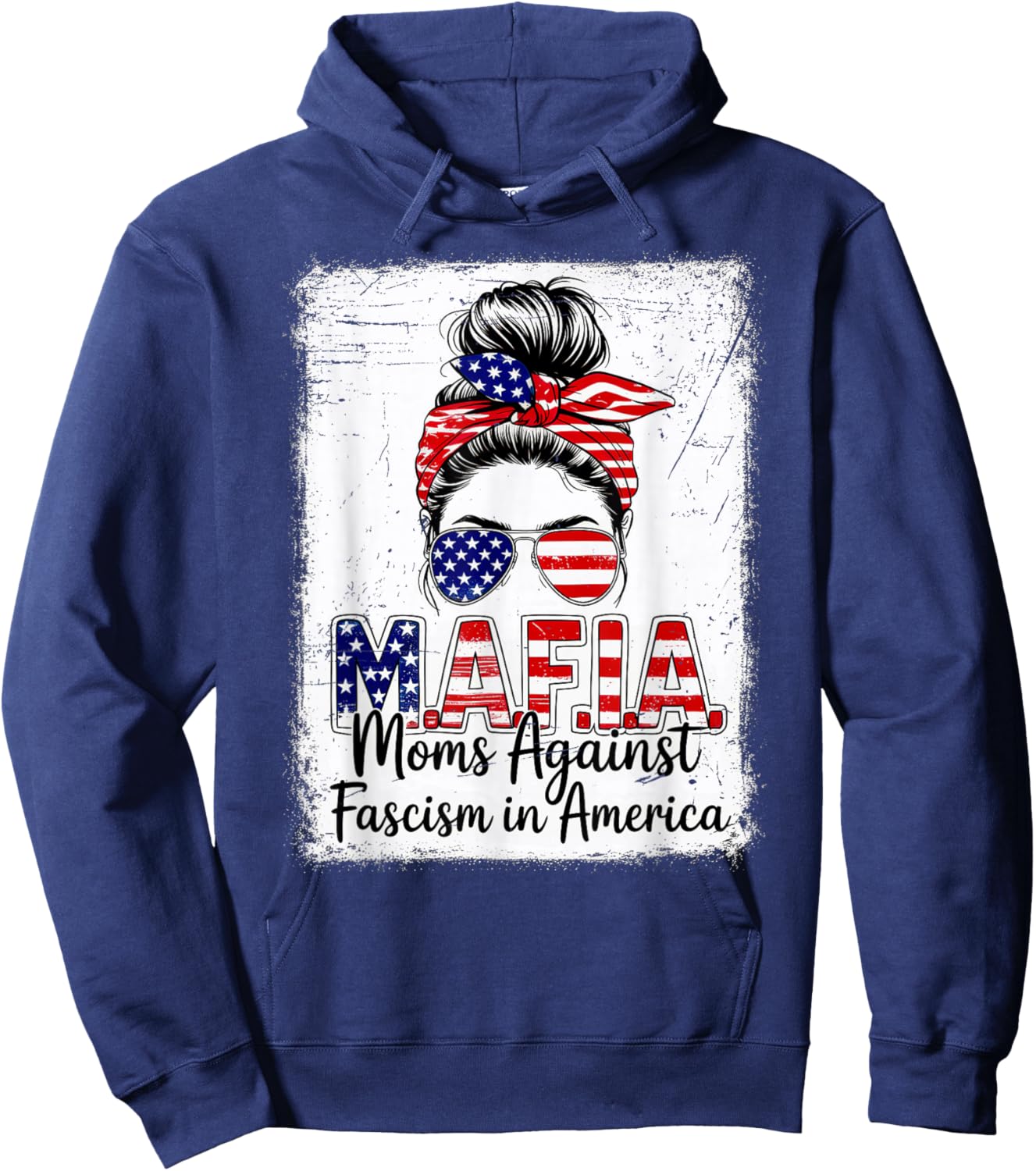 Moms Against Fascism in America Patriotic Graphic Hoodie - Hoodie | Navy
