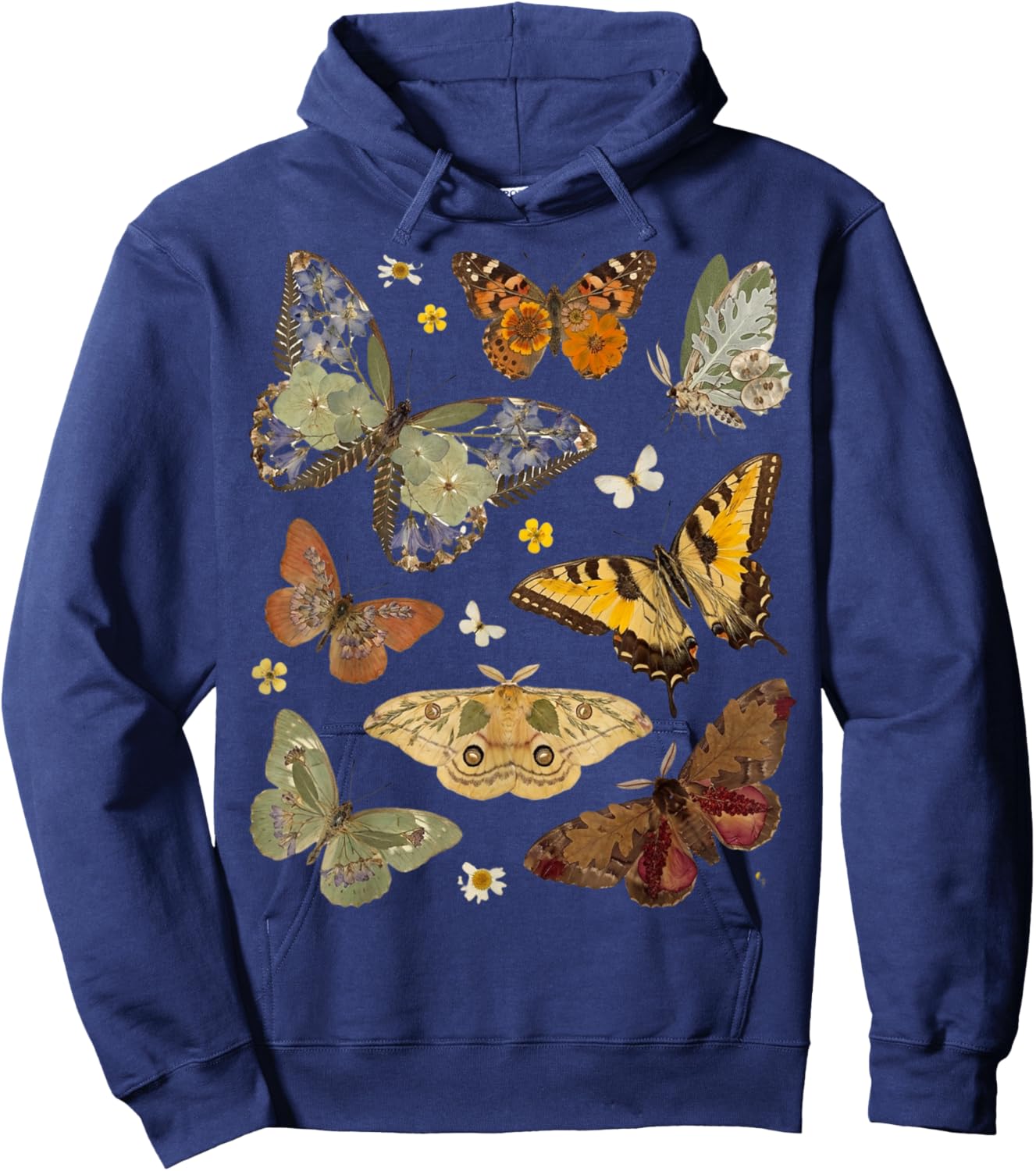 Retro Blue Butterflies Lovers Nature Fairycore Men Women Kid Hoodie - Hoodie | Navy