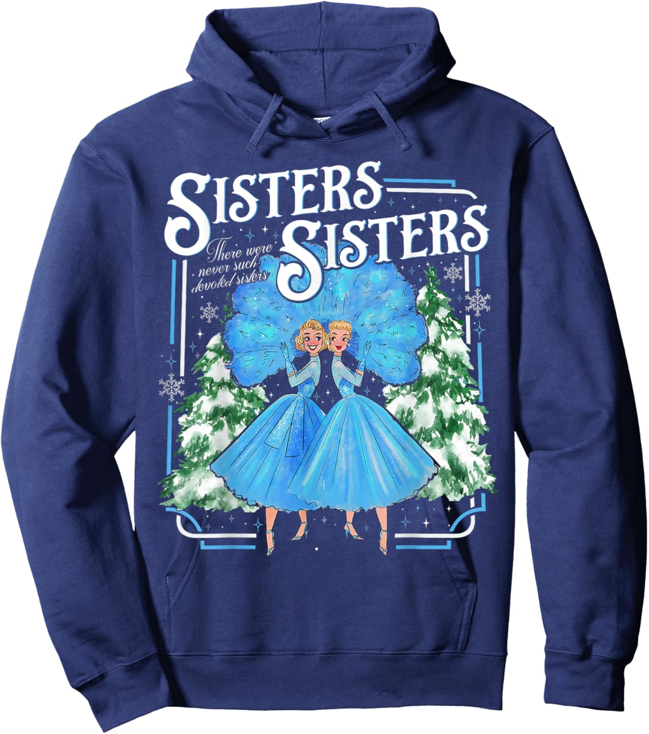 Sisters White Xmas Merry Christmas Snowflake Pajamas Holiday Hoodie - Hoodie | Navy