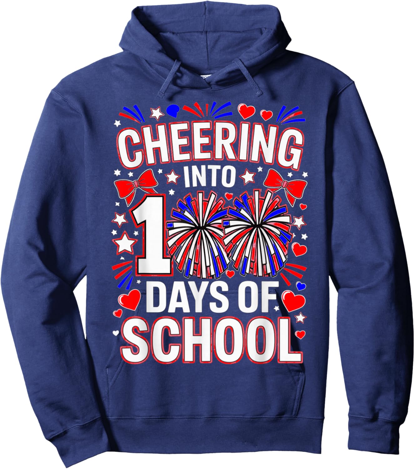 100 Days of School Cheerleader Patriotic USA Cheerleading Hoodie - Hoodie | Navy