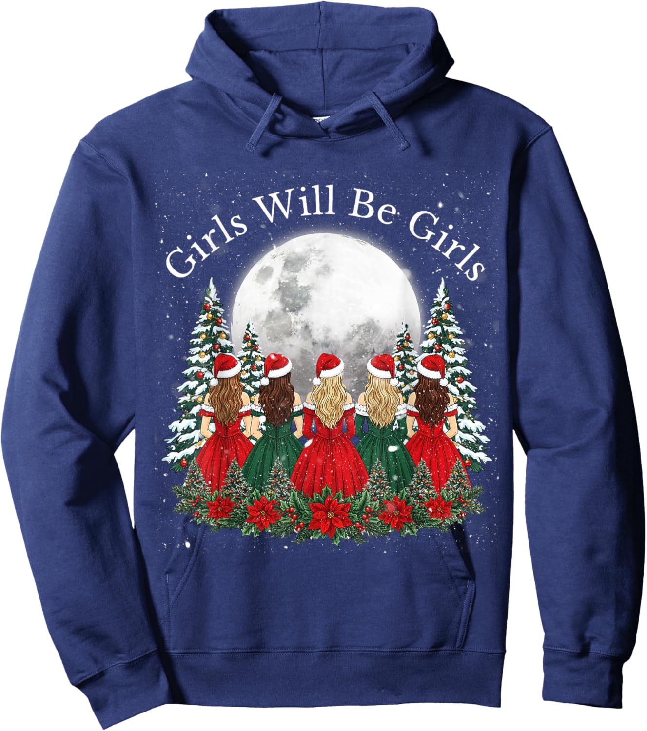 Girls Will Be Girls Feminist Christmas Theme Girl Hoodie - Hoodie | Navy