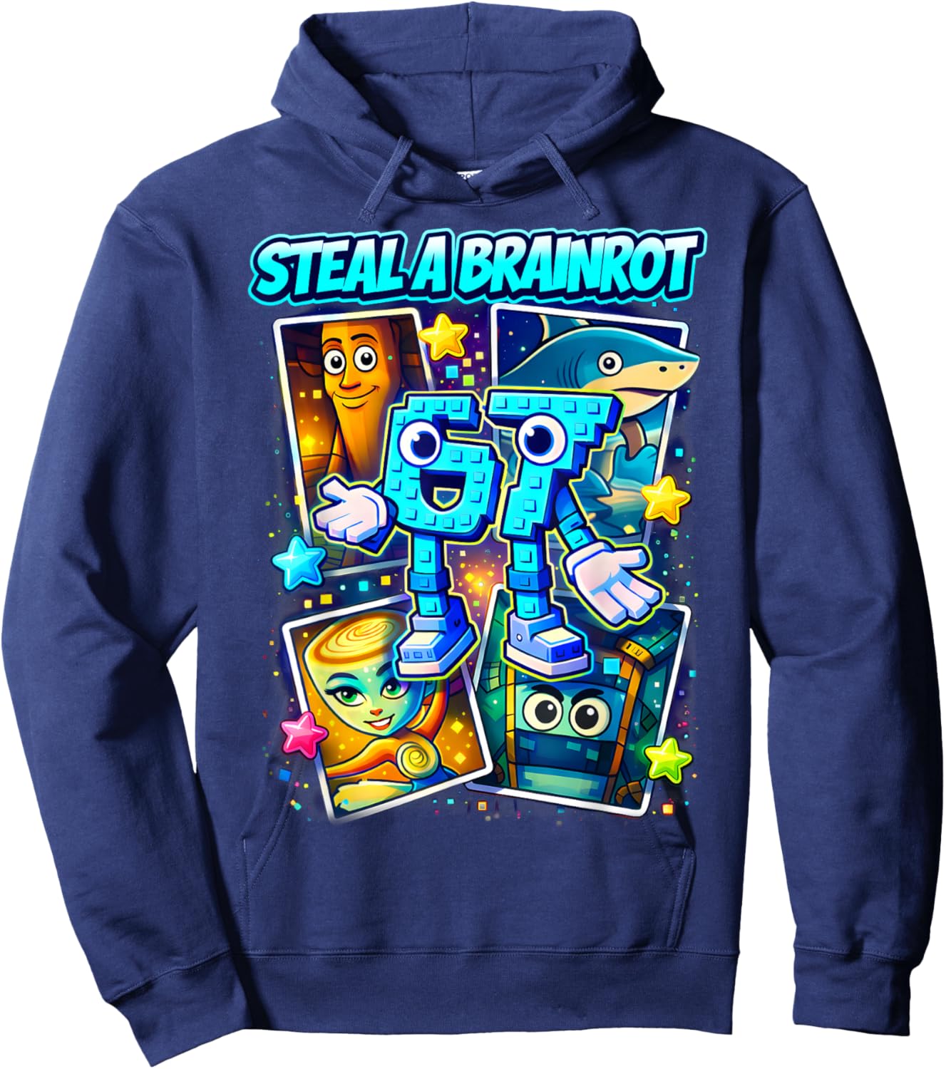 Funny 67 Steal A Brainrot 6 7 Birthday Boy Gift Kid Boys Hoodie - Hoodie | Navy