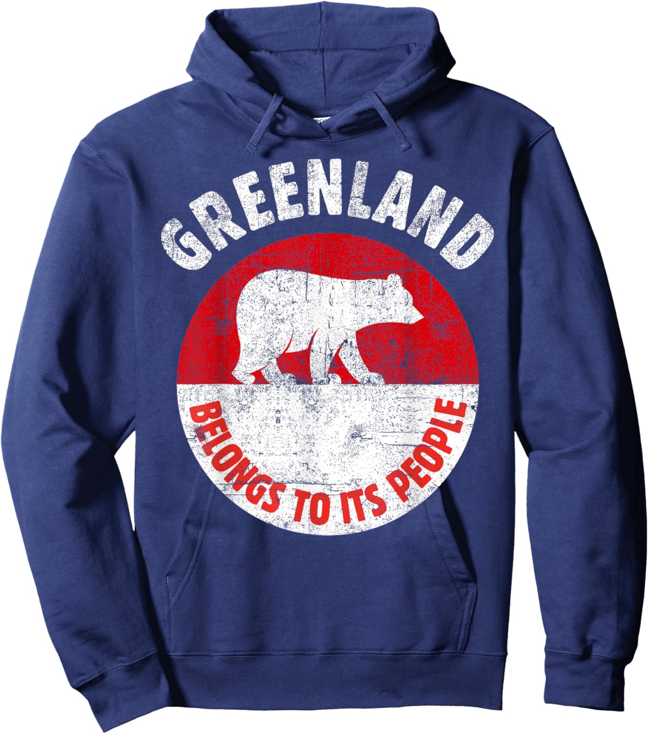 Greenland Flag, Belongs to its People, Independence Message Hoodie - Hoodie | Navy
