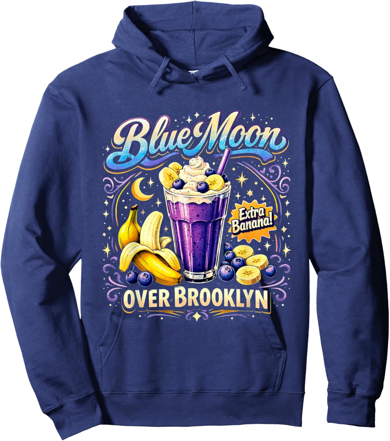 Blue Moon Over Brooklyn Retro Milkshake Art Hoodie - Hoodie | Navy