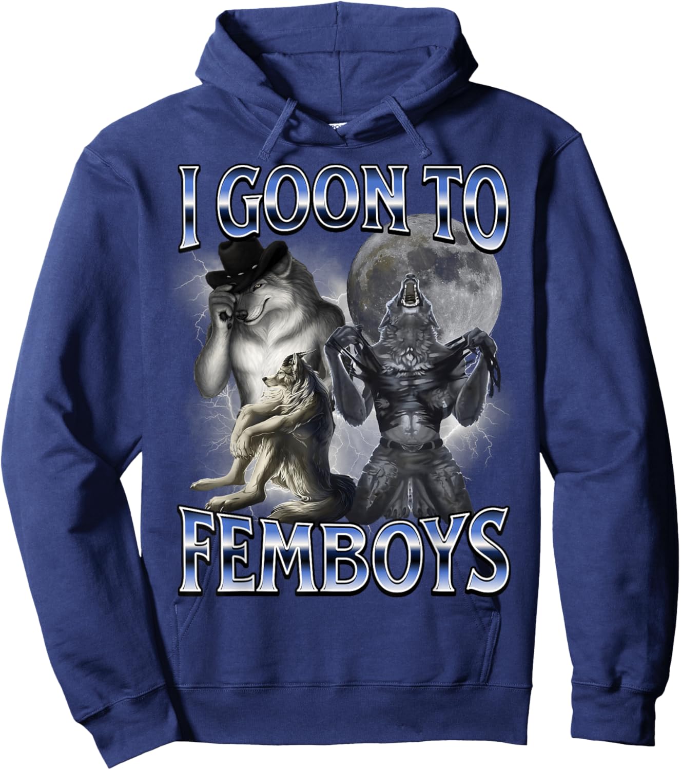I Goon to FEMBOYS Certified Gooner Brainrot Meme Edging Hoodie - Hoodie | Navy