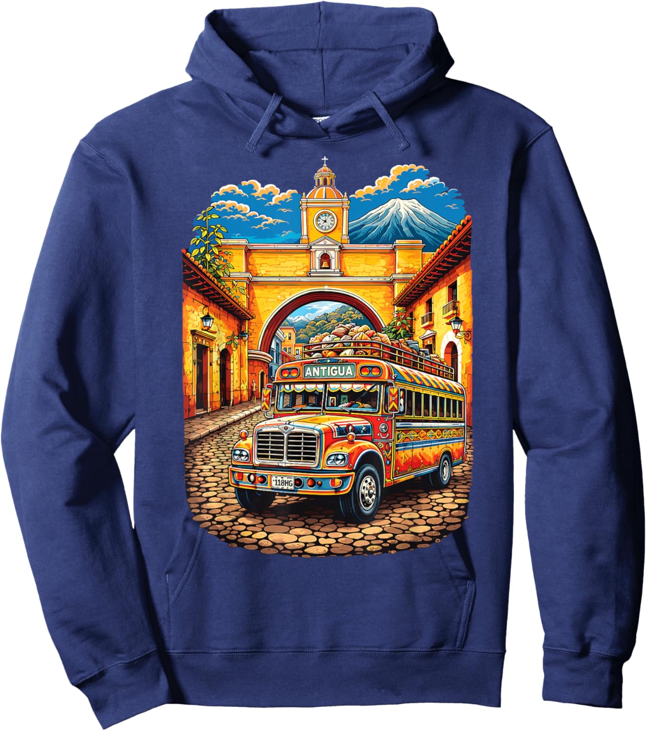 Guatemala Chicken Bus Antigua Chapin Quetzal Guate Tikal 502 Hoodie - Hoodie | Navy