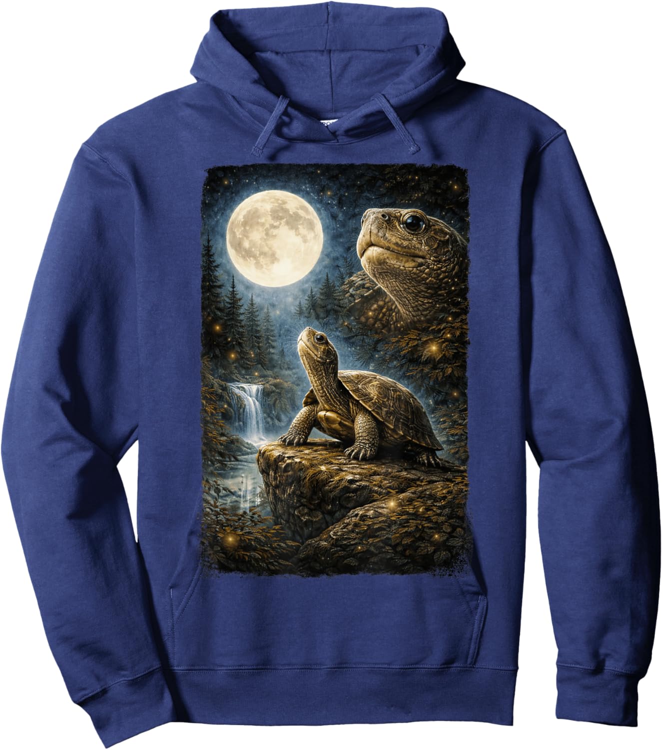 Funny Turtle Art Design Turtle Howling at The Moon Hoodie - Hoodie | Navy
