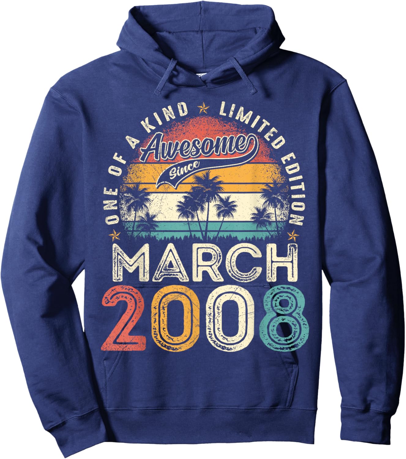 18 Years Old Men Awesome Since March 2008 18th Birthday Boys Hoodie - Hoodie | Navy