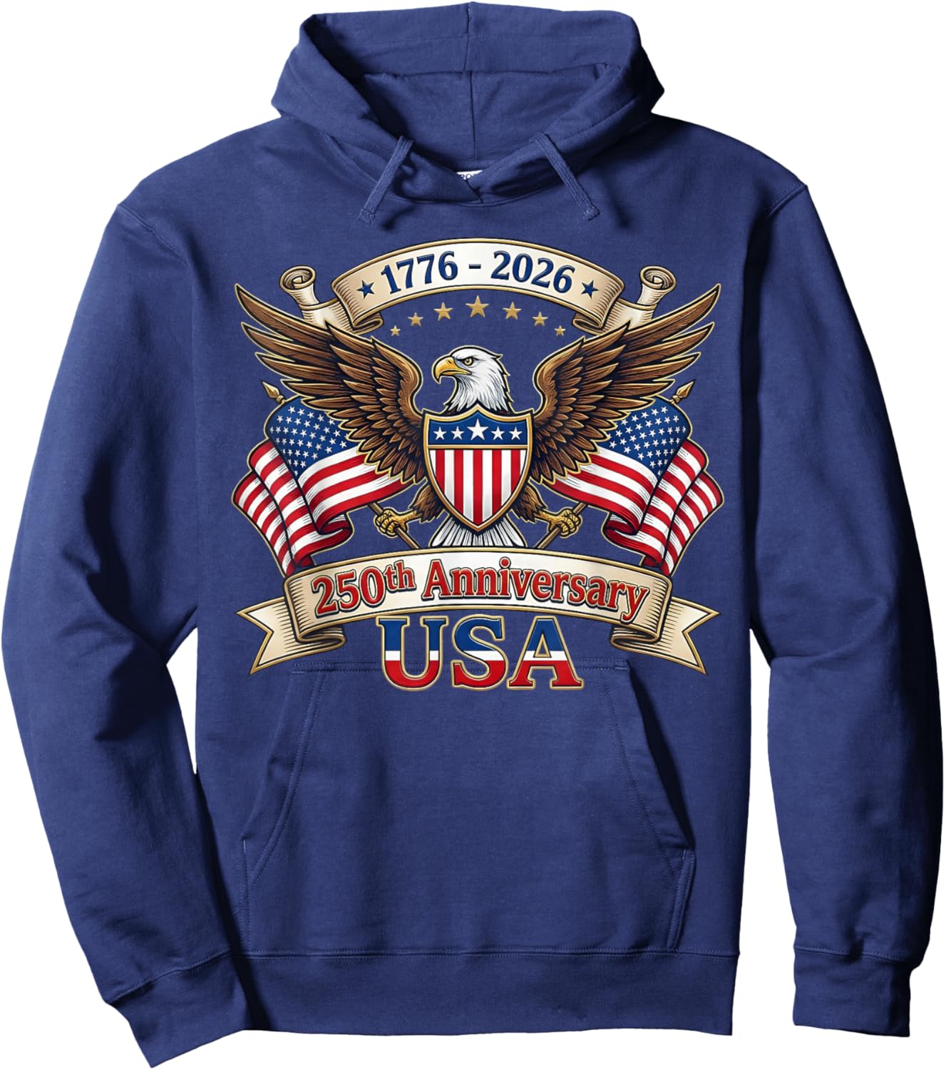 250 Years American 250th 4th of July Anniversary 1776-2026 Hoodie - Hoodie | Navy