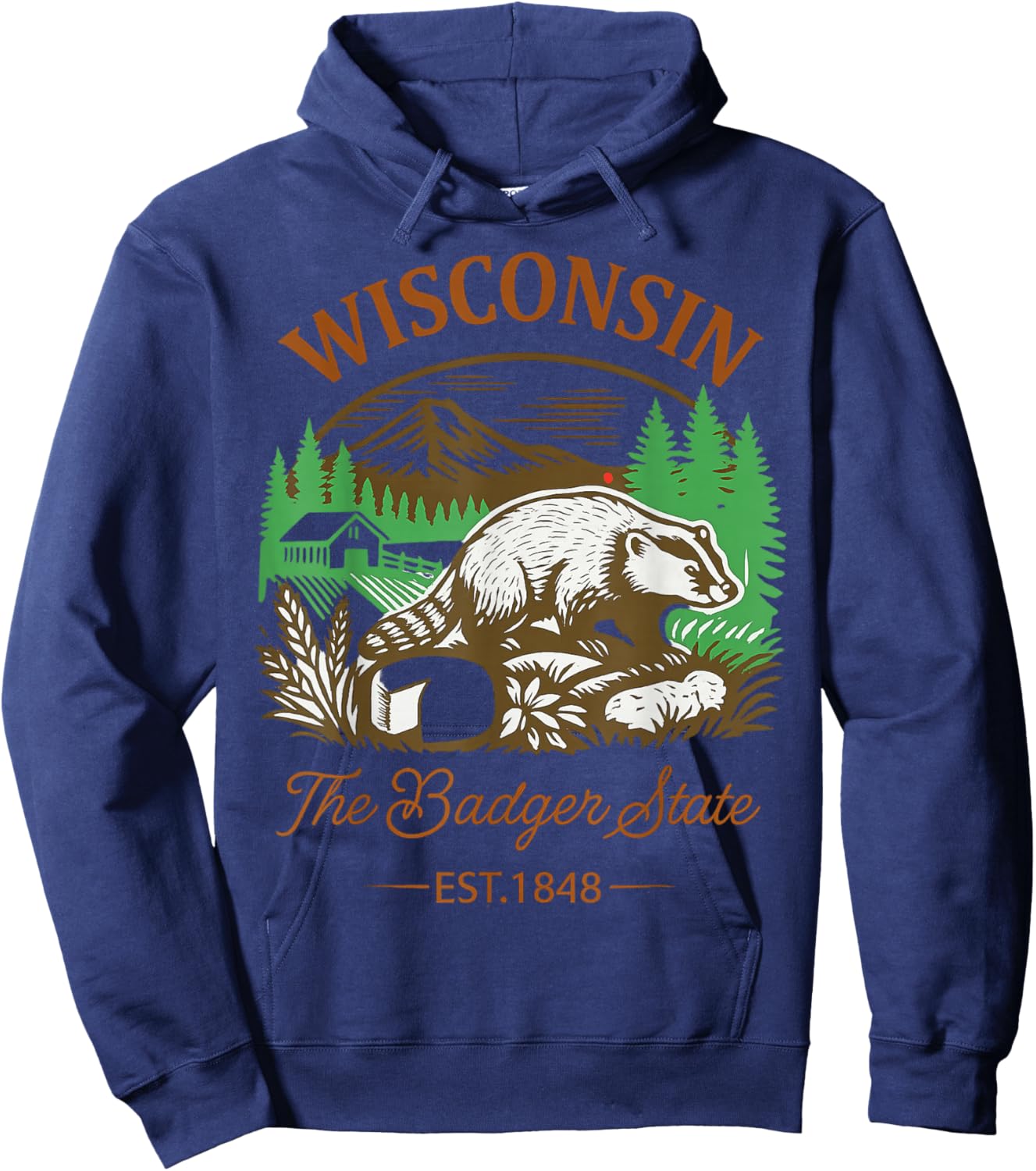 Wisconsin The Badger State Vintage Inspired Hoodie - Hoodie | Navy