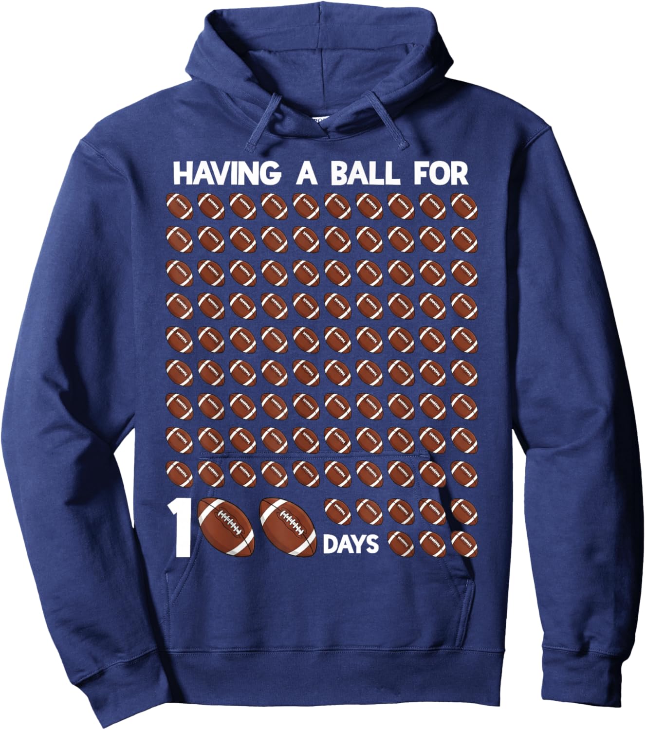100 Days of School Boys Football 100th Day of School Kids Hoodie - Hoodie | Navy