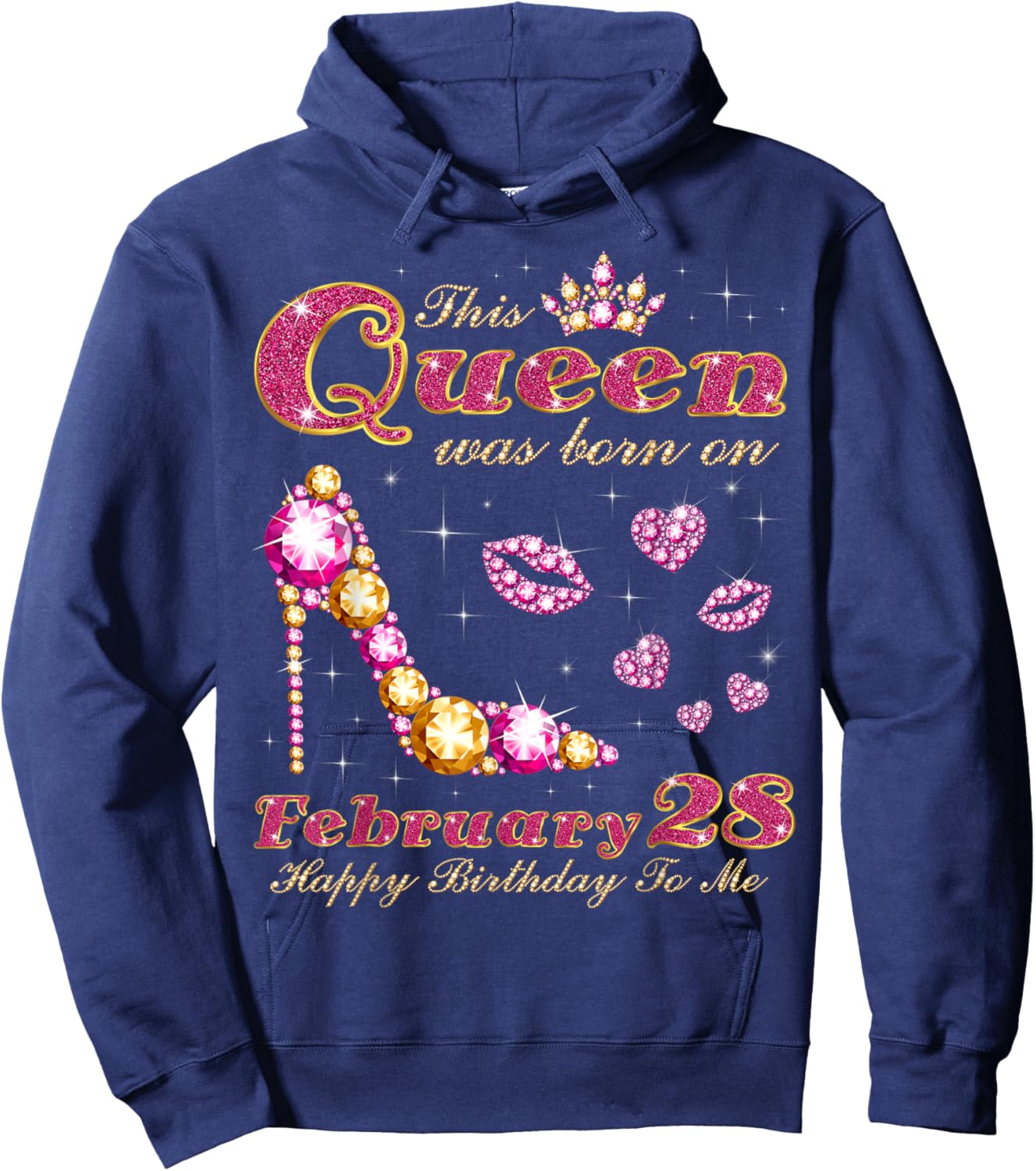 This Queen was Born on February 28, 28th February Birthday Hoodie - Hoodie | Navy