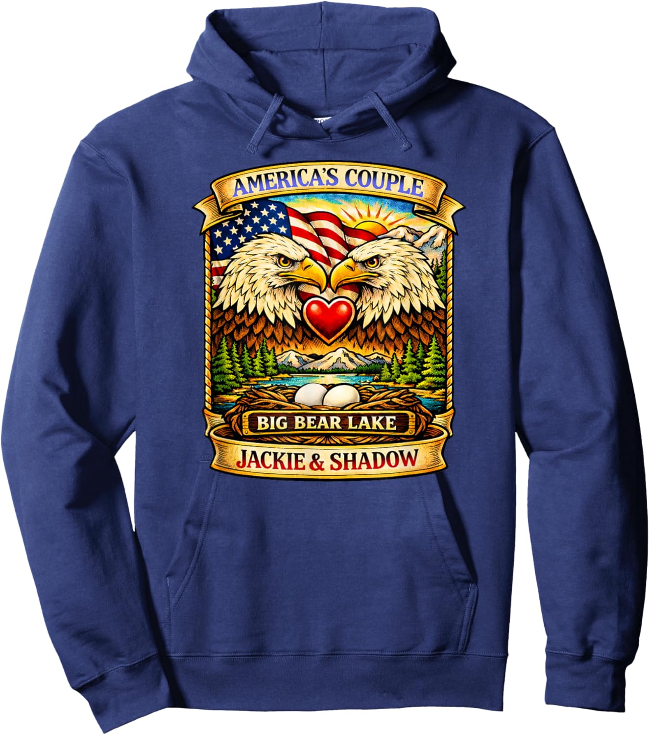 Jackie Shadow Eagle Big Bear Lake California America USA Hoodie - Hoodie | Navy