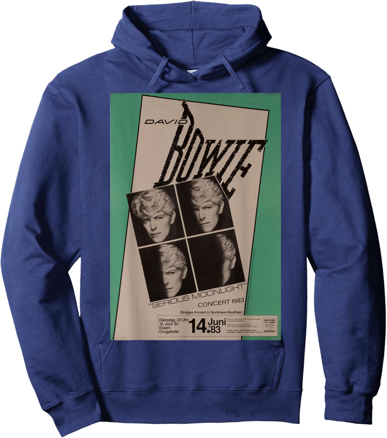 Official David Bowie Serious Moonlight Tour Essen Germany Hoodie - Hoodie | Navy
