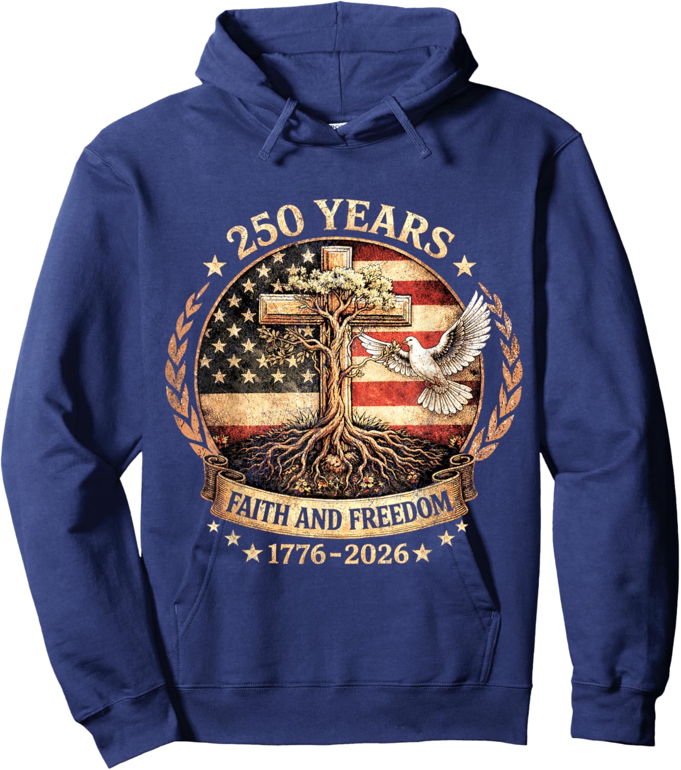 250 Years American 1776 2026 250th USA Birthday 4th of July Hoodie - Hoodie | Navy