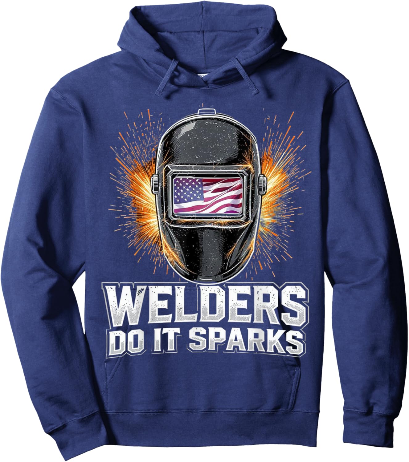 US Flag Welding Helmet Mig Tig Stick Welder Humor Hoodie - Hoodie | Navy