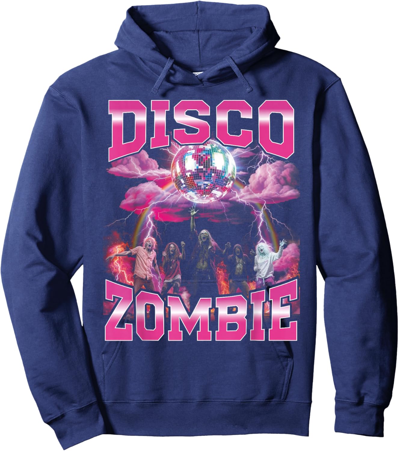 Disco Zombie Bootleg Funny 70s Party Bootleg Halloween Hoodie - Hoodie | Navy
