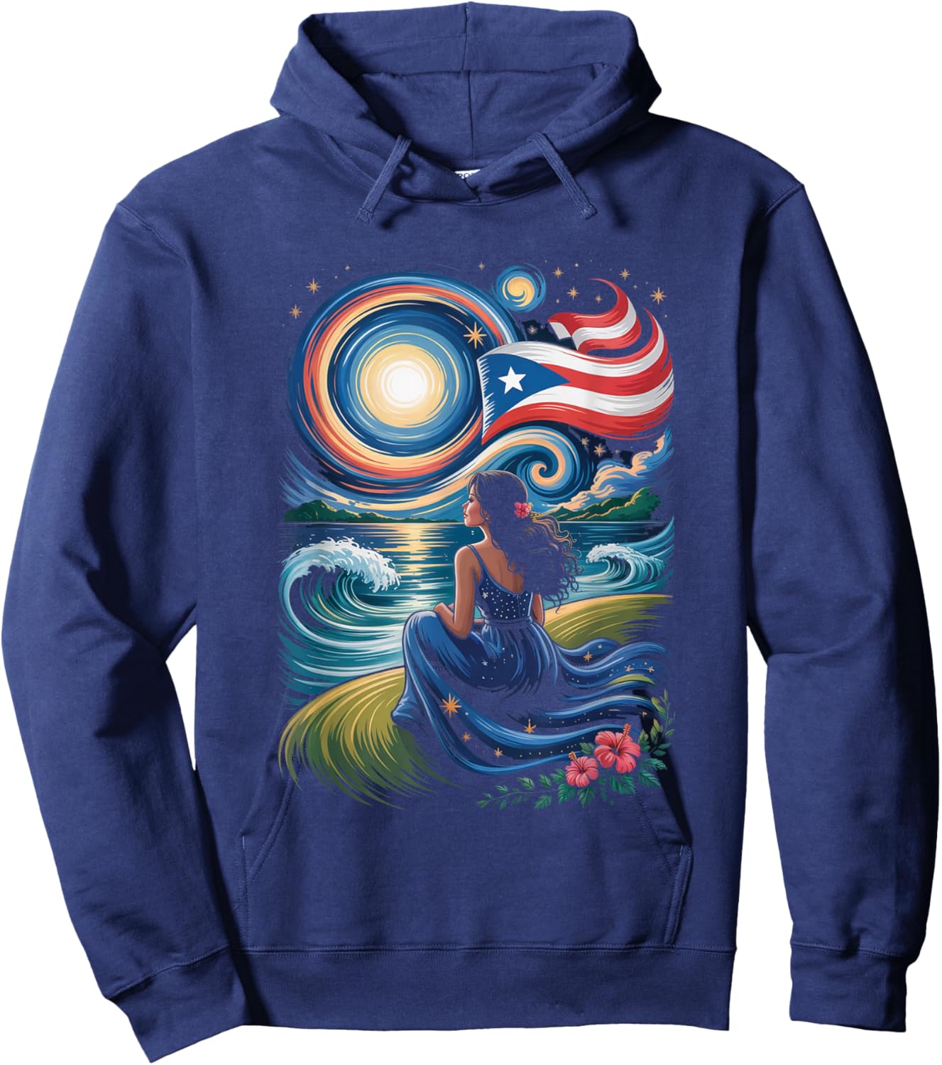 Puerto Rico Heart Boricua Woman Boriquen Bori Pride Hoodie - Hoodie | Navy
