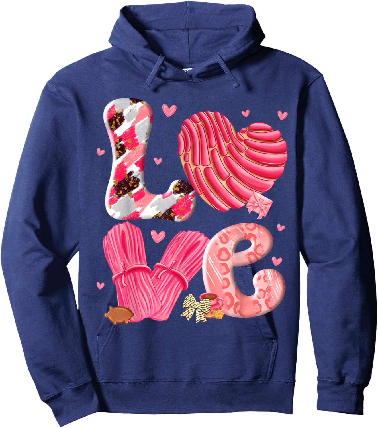 Concha Love Valentine's Day Mexican Sweet Pan Dulce Lover Hoodie - Hoodie | Navy