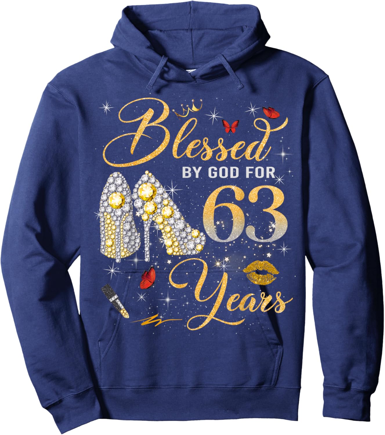 Blessed by God for 63 Years Old Women 63rd Birthday Queen Hoodie - Hoodie | Navy