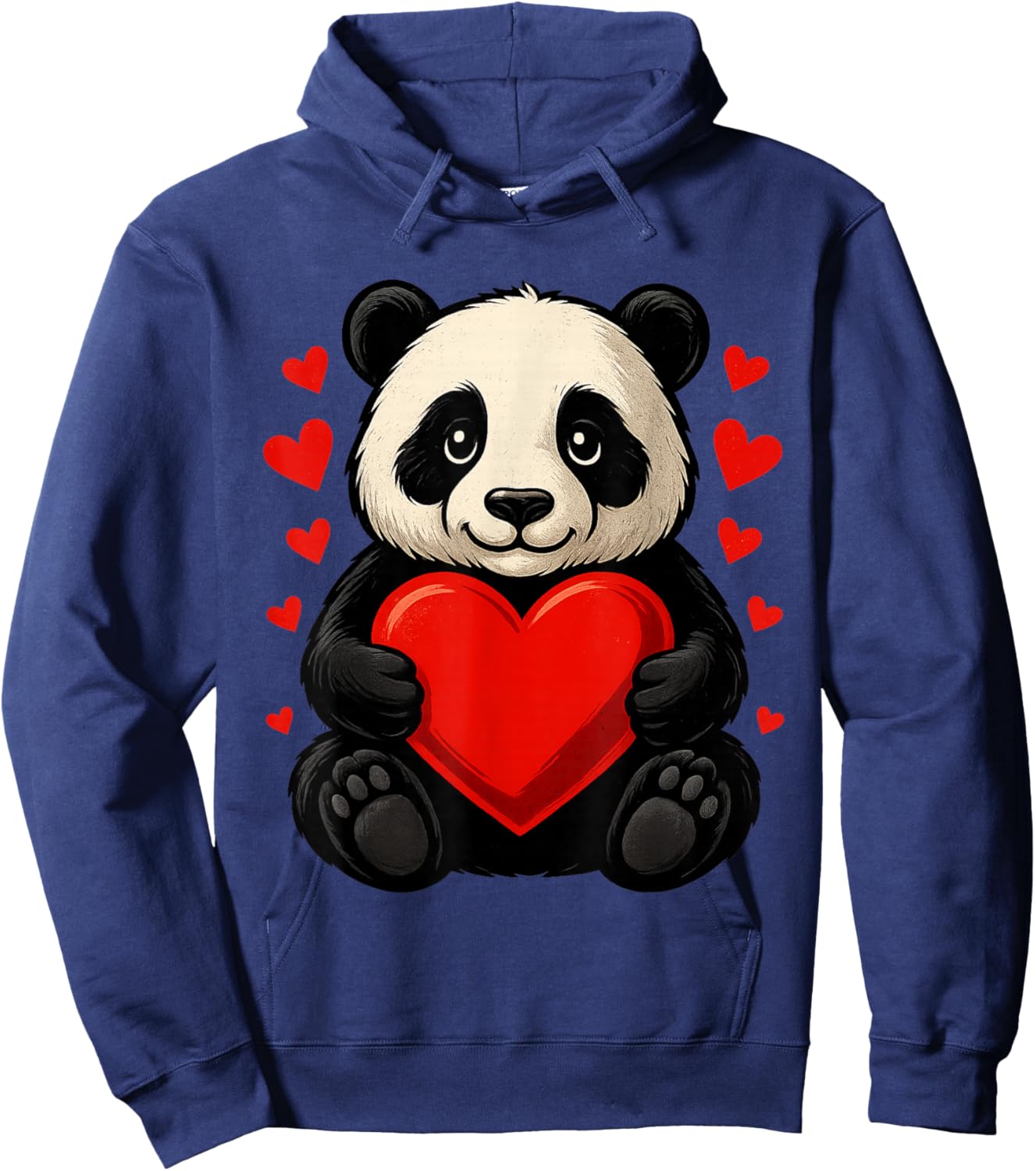 Panda Heart Valentines Day Boys Girls Women Men Bear Lover Hoodie - Hoodie | Navy