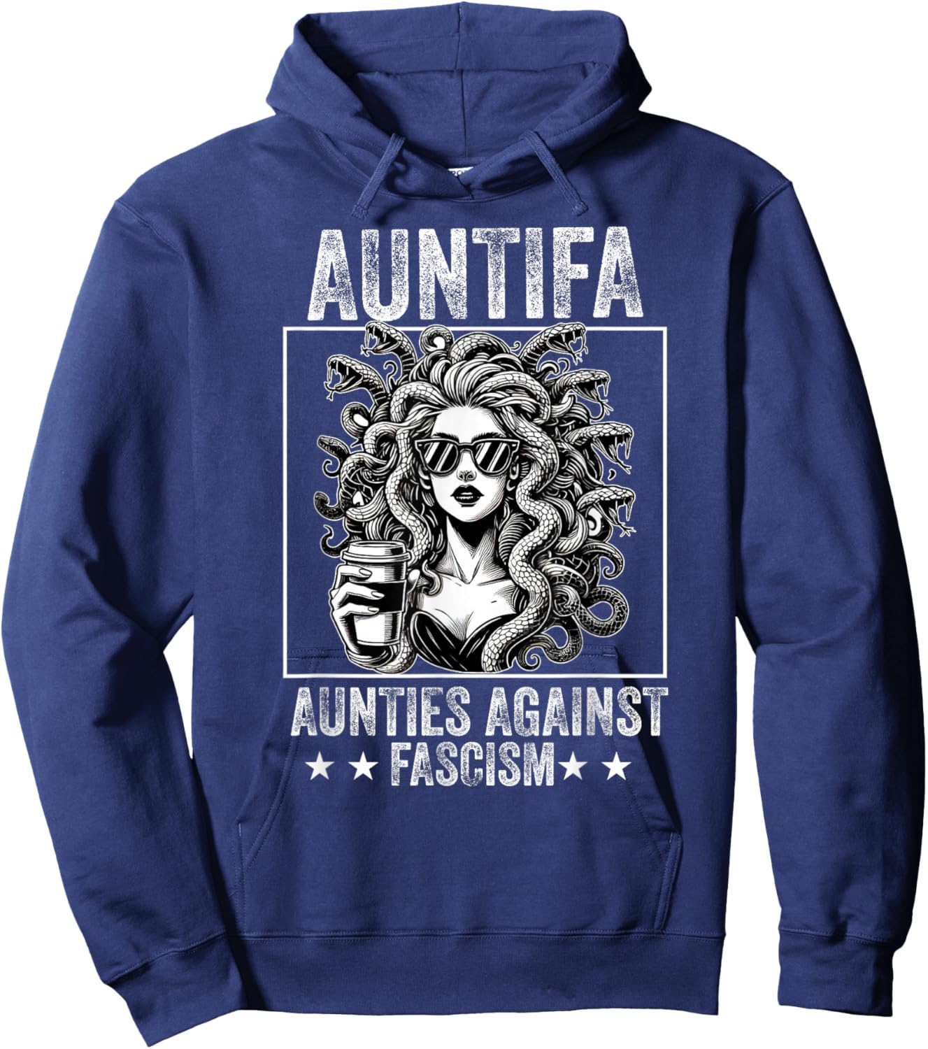 Auntifa Aunties Against Fascism Protest Medusa Feminist Hoodie - Hoodie | Navy