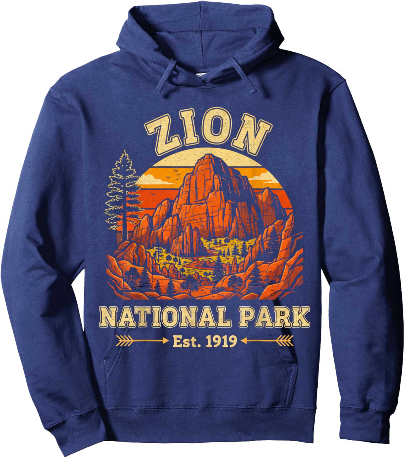 Zion National Park Utah USA Outdoor Vintage Men Women Hoodie - Hoodie | Navy