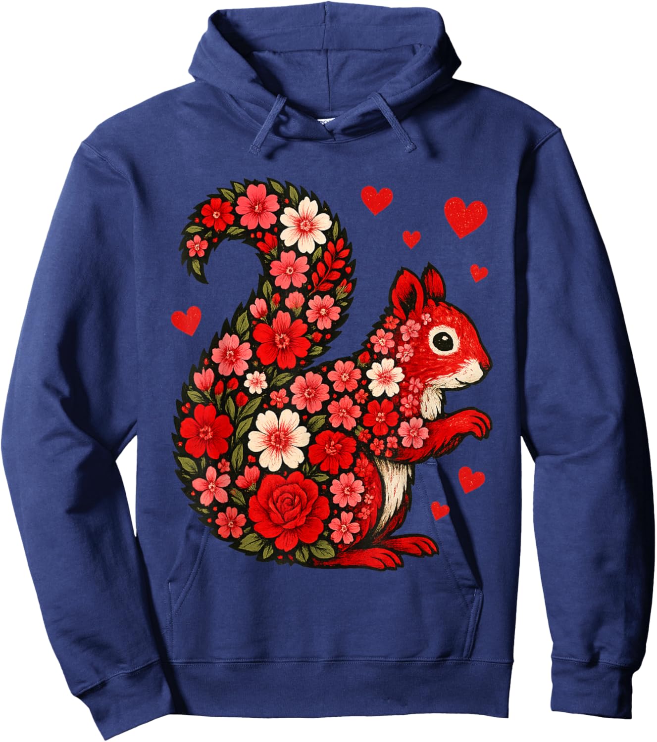 Cute Valentine Day Funny Girls Squirrel Valentines Day Women Hoodie - Hoodie | Navy
