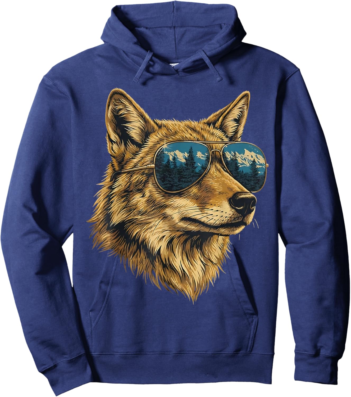 Cool Retro Coyote Sunglasses Wildlife Animal Boys Kids Hoodie - Hoodie | Navy