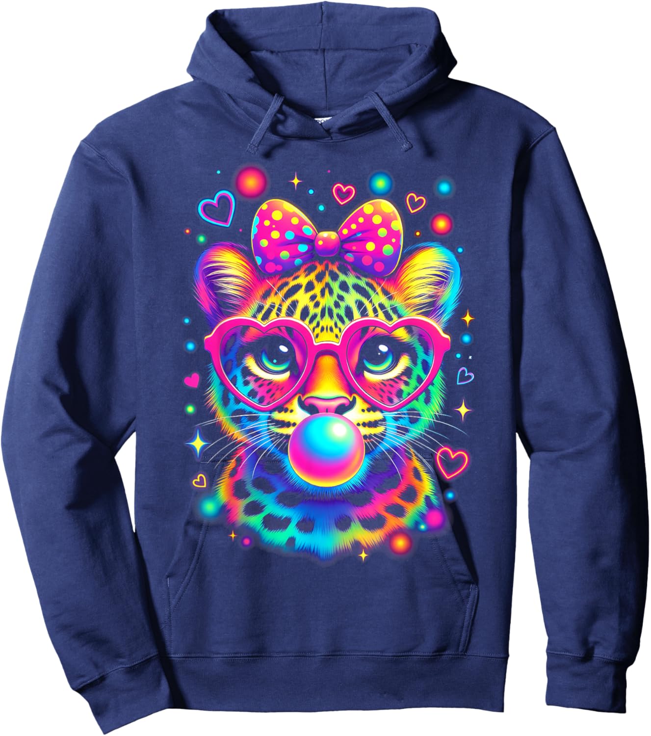 Leopard Glasses Blowing Bubble Gum 100 Day of School Kids Hoodie - Hoodie | Navy