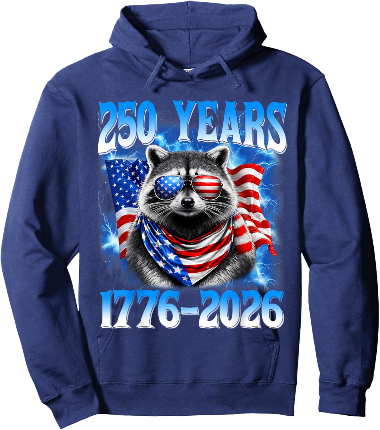 250 Years American 1776 2026 250th Raccoon 4th July Boys Kid Hoodie - Hoodie | Navy
