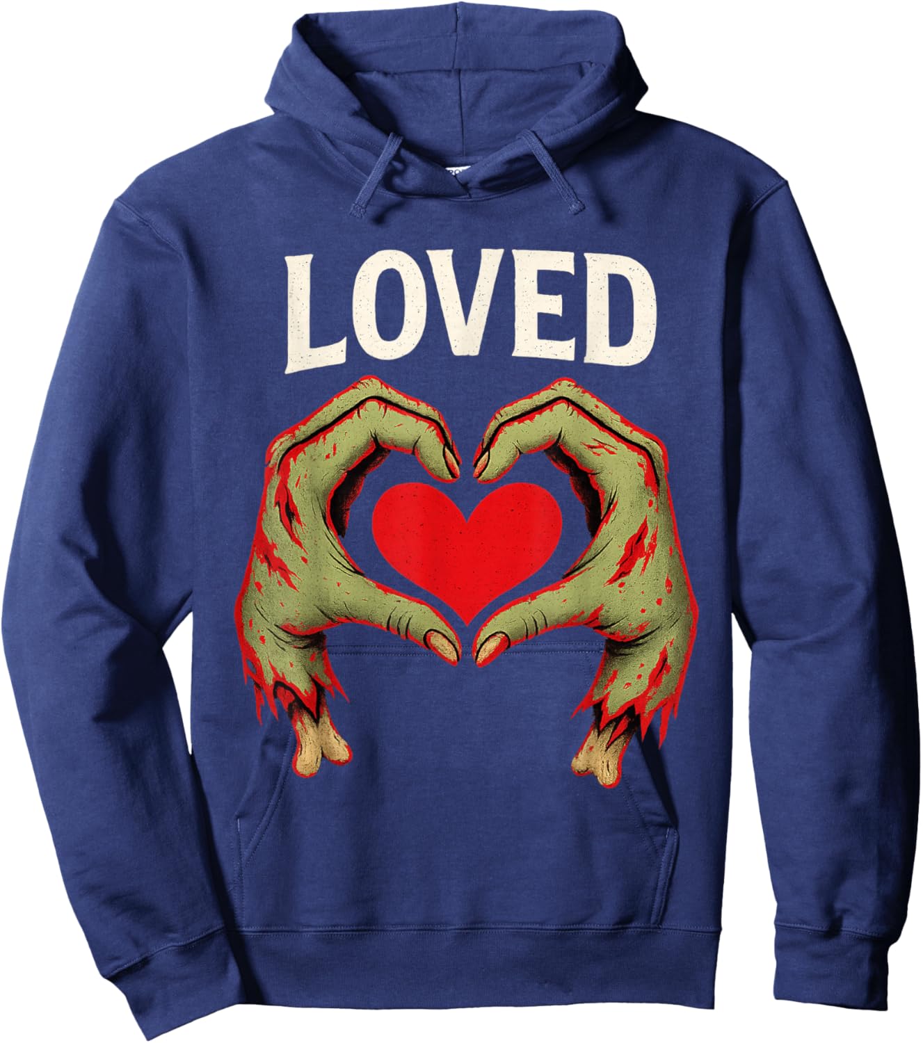 Loved Creepy Monster Hands Heart Pastel Goth Valentines Day Hoodie - Hoodie | Navy