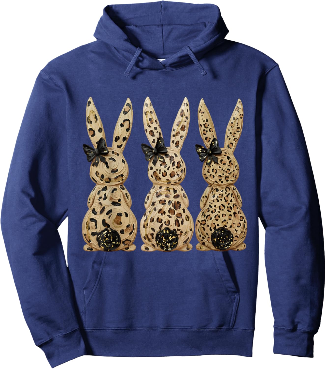 Coquette Leopard Easter Bunny Rabbit Happy Easter Day Girly Hoodie - Hoodie | Navy