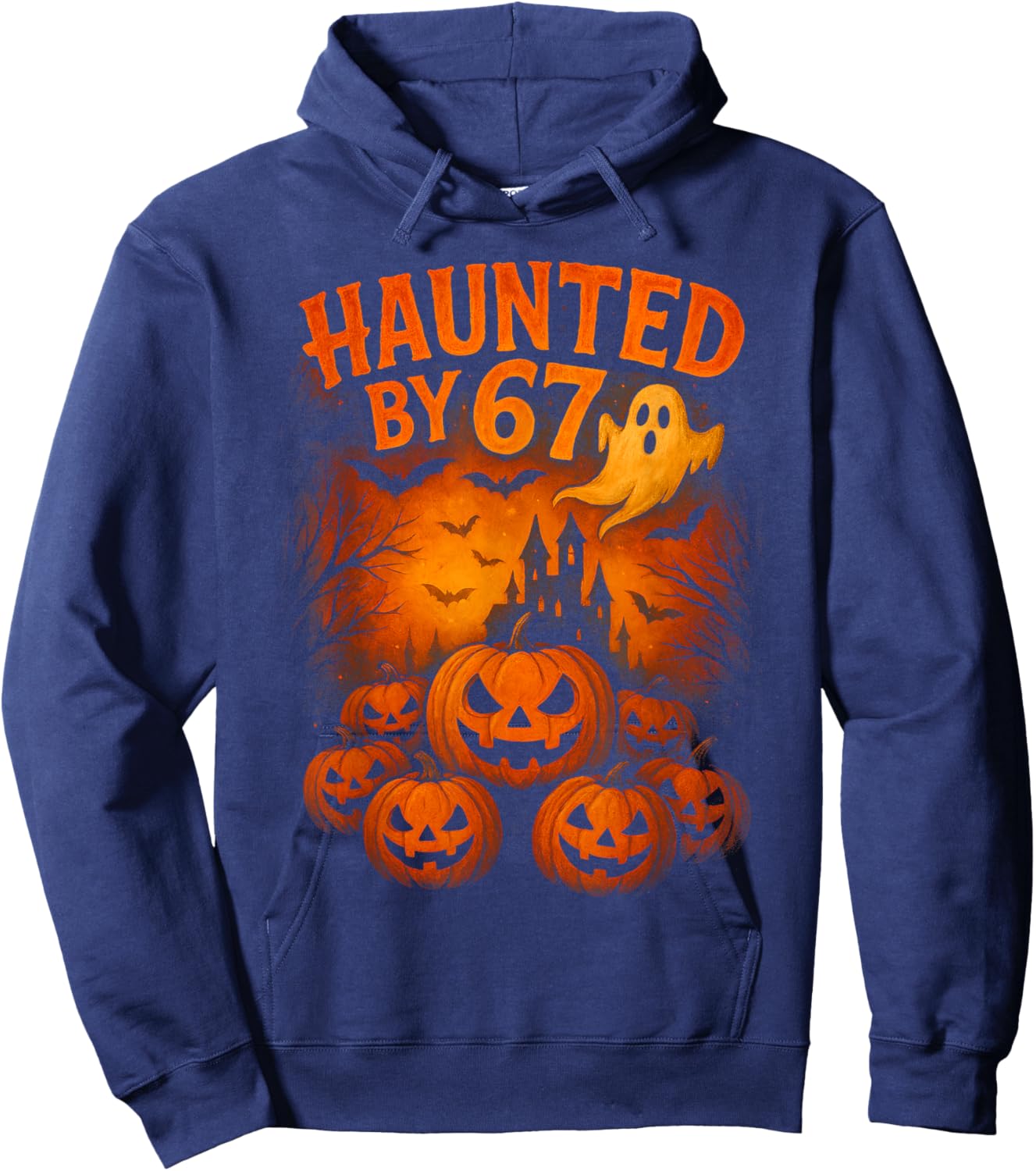 67 Meme Trendy Ghost Halloween Funny Six Seven Gen Alpha Z Hoodie - Hoodie | Navy
