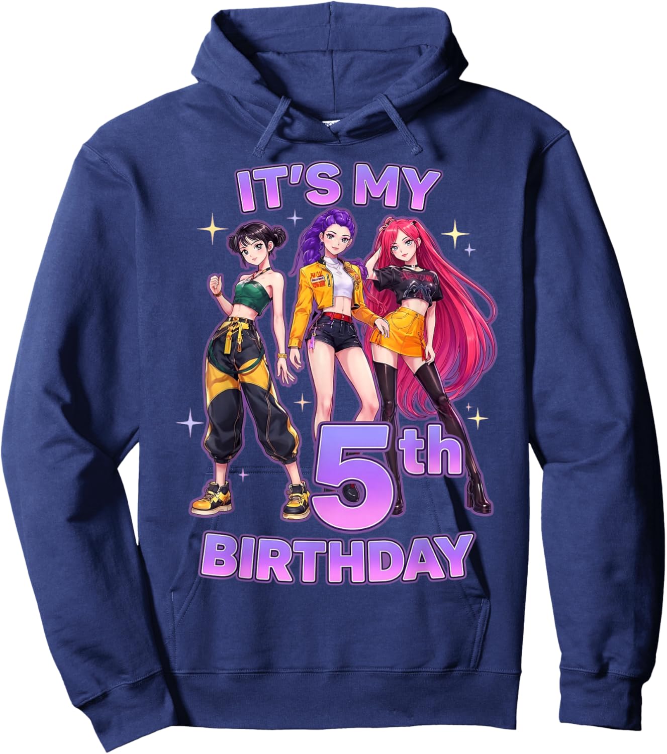 5 Years Old Birthday K pop Kids 5th Bday Girls K-pop Hoodie - Hoodie | Navy