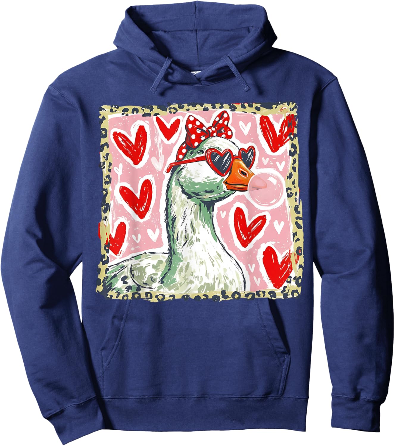 Valentine Geese Funny Love Hearts Heart Sunglasses Bubblegum Hoodie - Hoodie | Navy