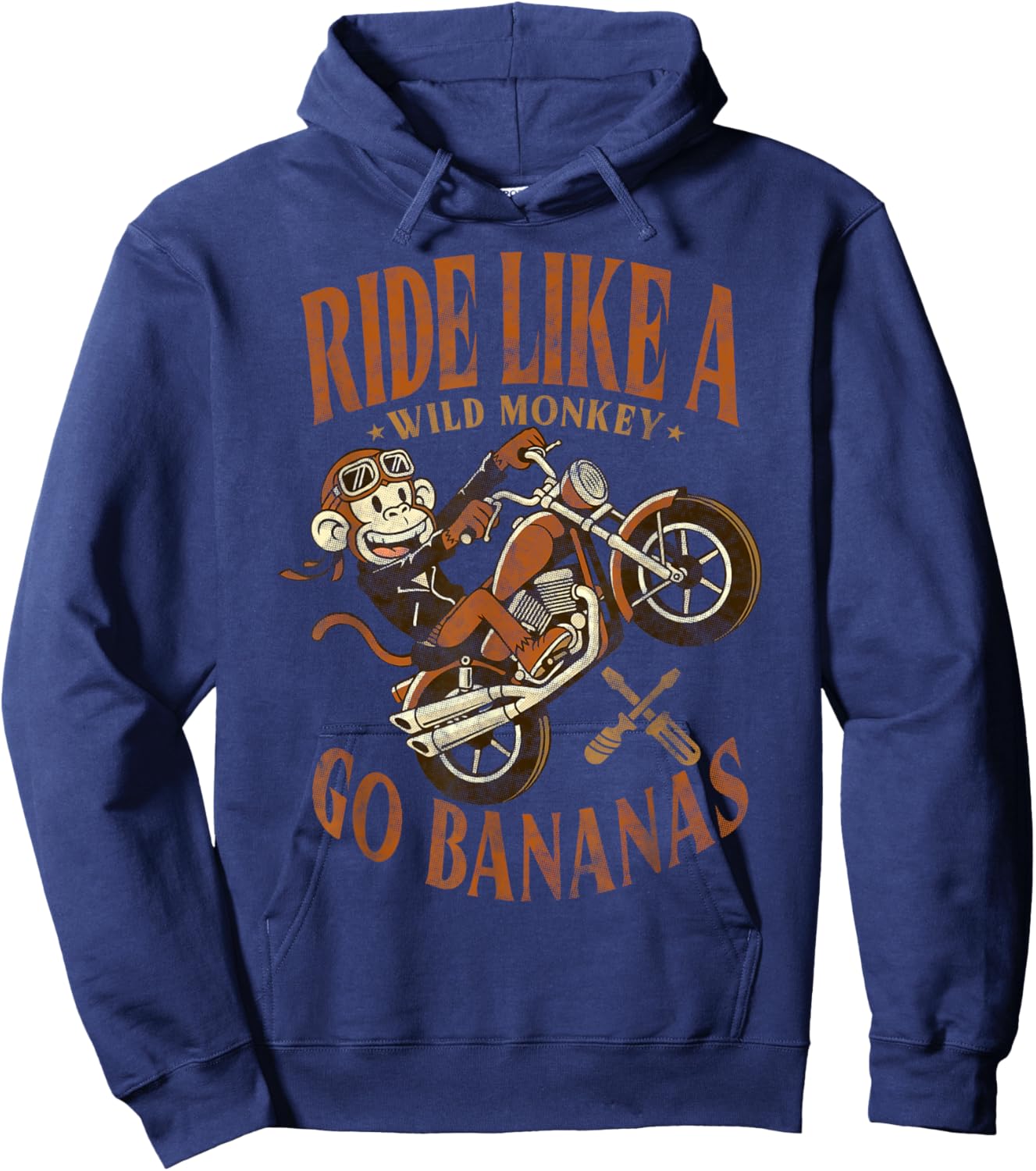 Biker Monkey Ride Like A Wild Monkey Go Bananas Motorcycle Hoodie - Hoodie | Navy