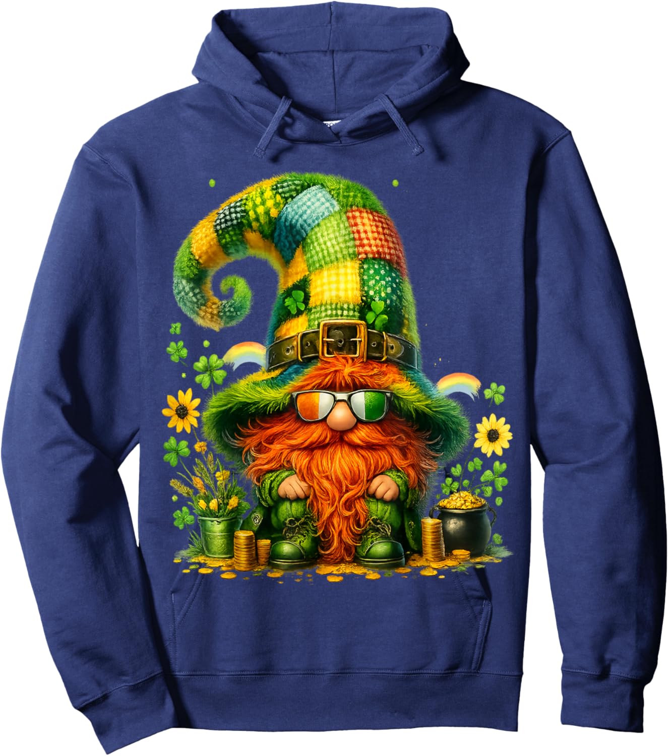 St Patrick’s Day Shenanigans Gnomes Shamrock Funny Hoodie - Hoodie | Navy