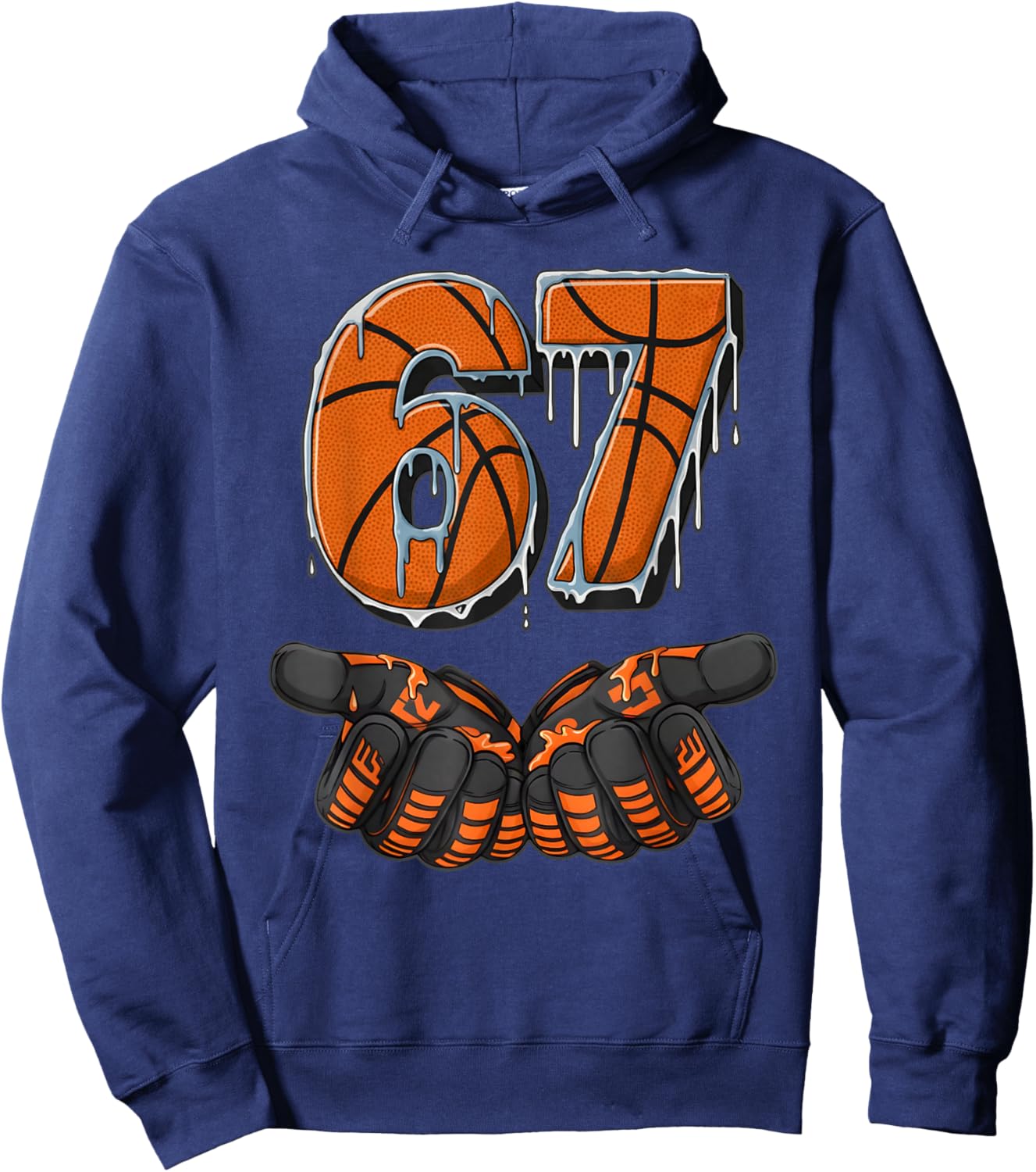Gen Alpha Slang 67 Basketball Ice Cream Drip Six Seven Hoodie - Hoodie | Navy