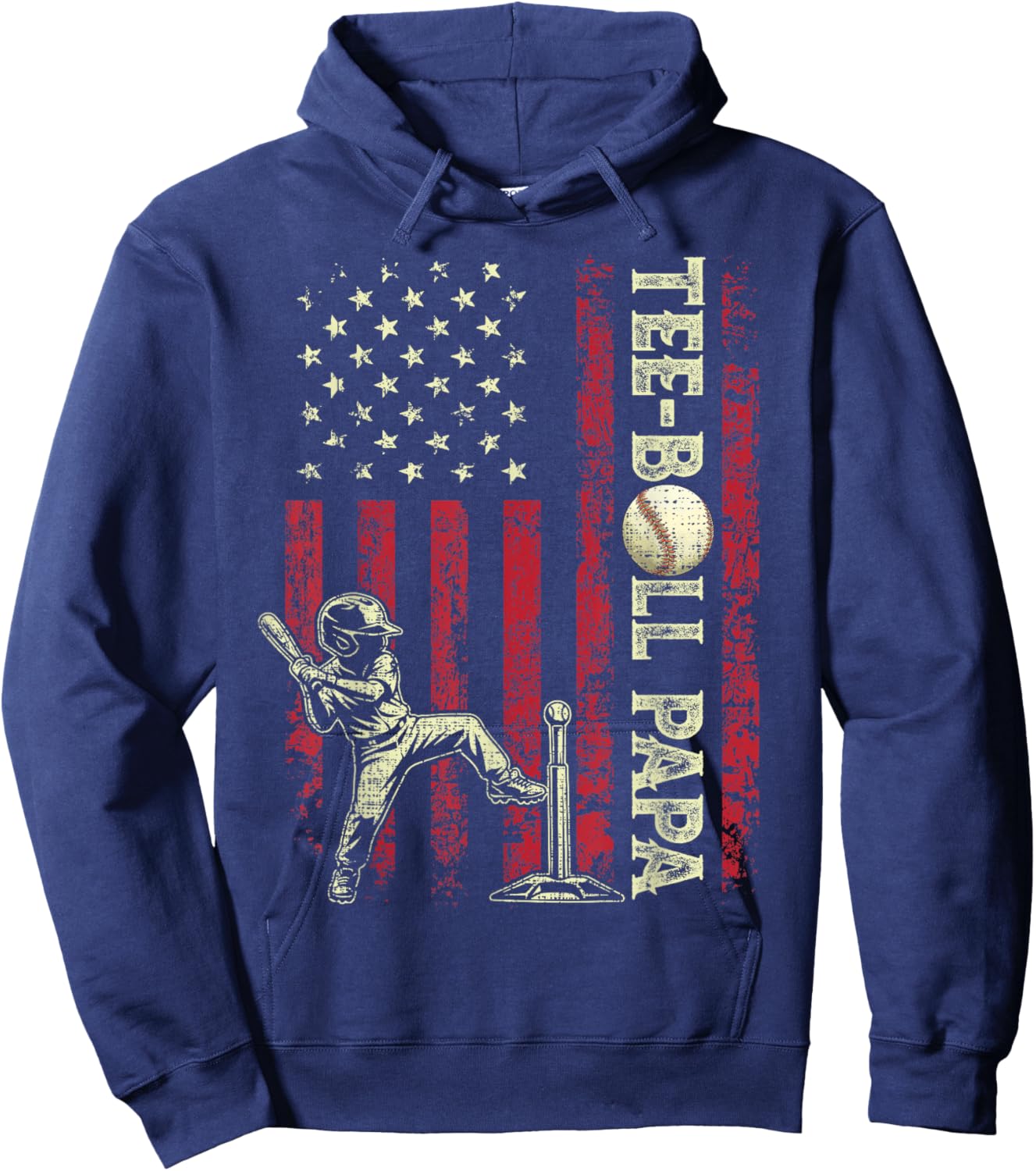 Ball Papa American US Flag Patriotic Papa Fathers Day Hoodie - Hoodie | Navy