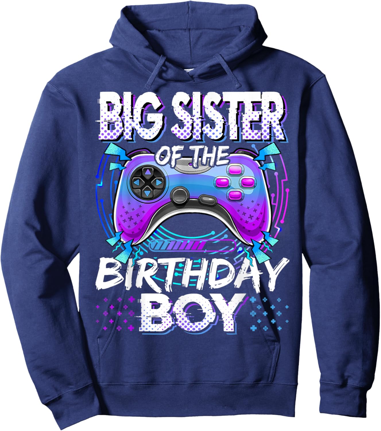 Big Sister of The Birthday Boy Video Game Controller Hoodie - Hoodie | Navy