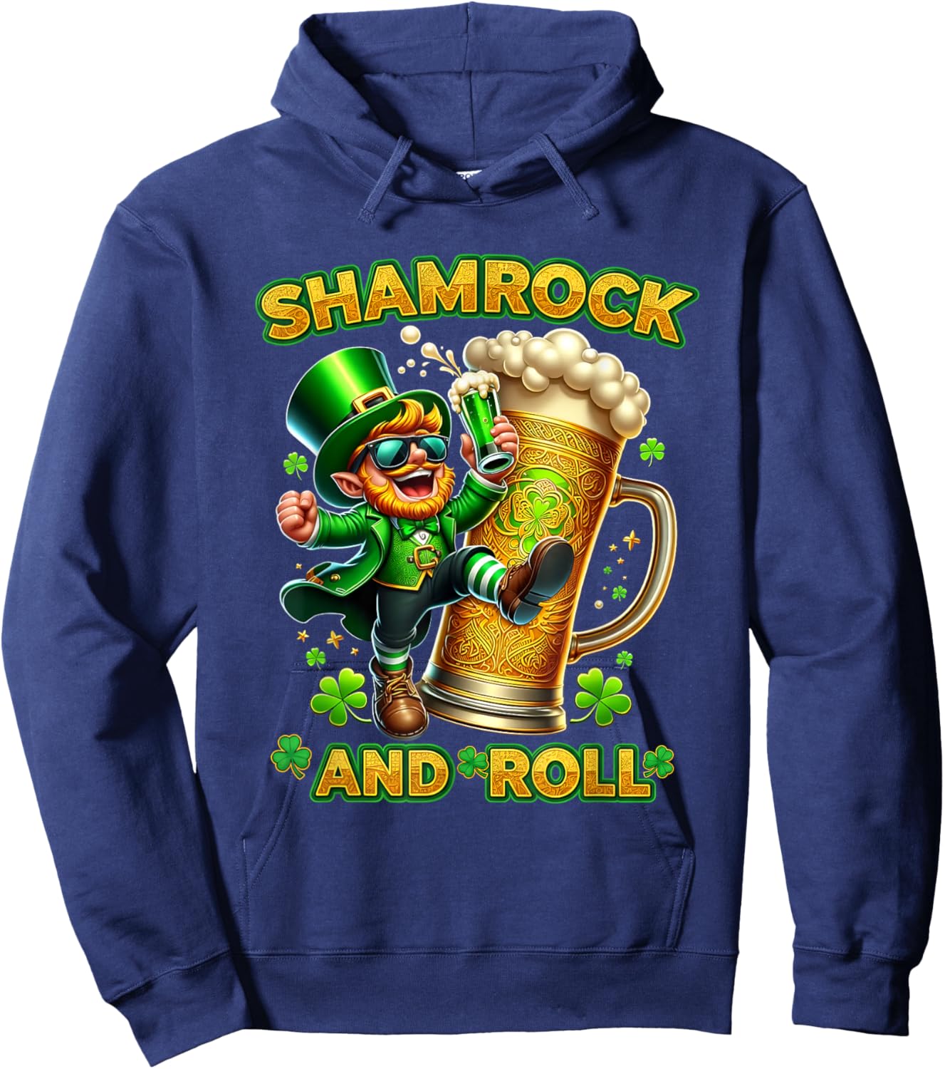 Patrick Shamrock Drinking Humor St. Patrick's Day Beer Hoodie - Hoodie | Navy