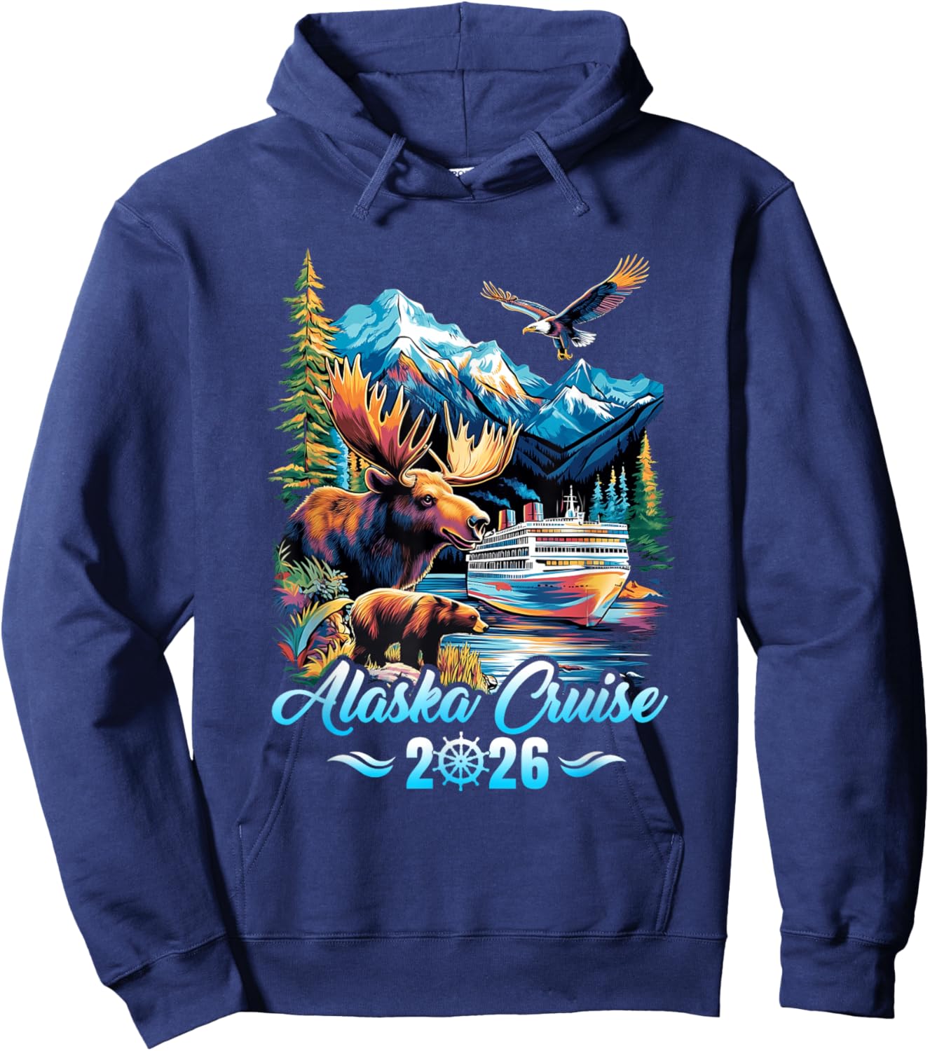 Alaska Cruise 2026 Matching Family Friends Group Alaskan Hoodie - Hoodie | Navy