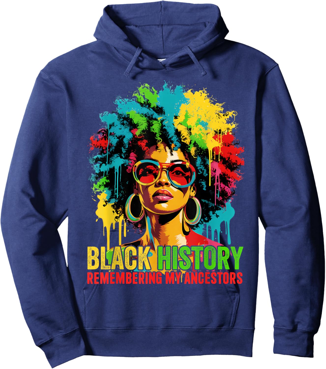 Black History Month Shirt Women Afro Black Women African Hoodie - Hoodie | Navy